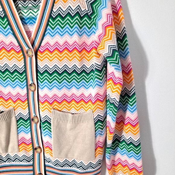 Kerri Rosenthal Colorful Zigzag Cardigan Pockets Bright - Picture 4 of 13
